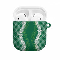 Hawaii Aloha Plumeria Lei Green Palaka AirPods Case - Polynesian Pride