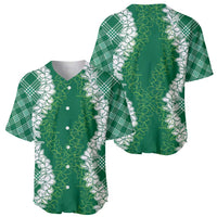 Hawaii Aloha Plumeria Lei Green Palaka Baseball Jersey - Polynesian Pride