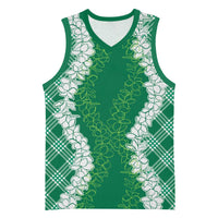 Hawaii Aloha Plumeria Lei Green Palaka Basketball Jersey - Polynesian Pride
