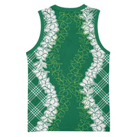 Hawaii Aloha Plumeria Lei Green Palaka Basketball Jersey - Polynesian Pride