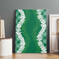Hawaii Aloha Plumeria Lei Green Palaka Canvas Wall Art - Polynesian Pride