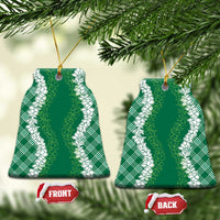 Hawaii Aloha Plumeria Lei Green Palaka Ceramic Ornament - Polynesian Pride