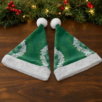 Hawaii Aloha Plumeria Lei Green Palaka Christmas Santa Hat - Polynesian Pride