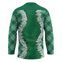 Hawaii Aloha Plumeria Lei Green Palaka Hockey Jersey - Polynesian Pride