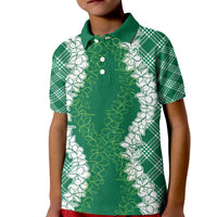 Hawaii Aloha Plumeria Lei Green Palaka Kid Polo Shirt - Polynesian Pride