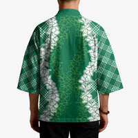 Hawaii Aloha Plumeria Lei Green Palaka Kimono - Polynesian Pride