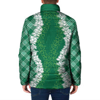 Hawaii Aloha Plumeria Lei Green Palaka Padded Jacket - Polynesian Pride