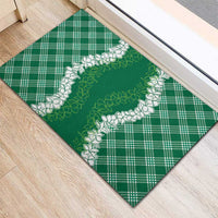 Hawaii Aloha Plumeria Lei Green Palaka Rubber Doormat - Polynesian Pride
