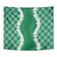 Hawaii Aloha Plumeria Lei Green Palaka Tapestry - Polynesian Pride