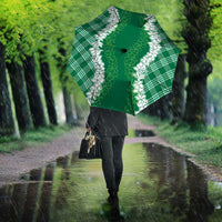 Hawaii Aloha Plumeria Lei Green Palaka Umbrella - Polynesian Pride