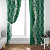 Hawaii Aloha Plumeria Lei Green Palaka Window Curtain - Polynesian Pride