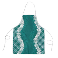 Hawaii Aloha Plumeria Lei Teal Palaka Apron - Polynesian Pride