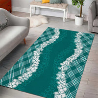 Hawaii Aloha Plumeria Lei Teal Palaka Area Rug - Polynesian Pride
