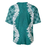 Hawaii Aloha Plumeria Lei Teal Palaka Baseball Jersey - Polynesian Pride