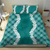 Hawaii Aloha Plumeria Lei Teal Palaka Bedding Set - Polynesian Pride