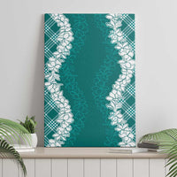 Hawaii Aloha Plumeria Lei Teal Palaka Canvas Wall Art - Polynesian Pride