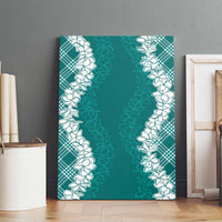 Hawaii Aloha Plumeria Lei Teal Palaka Canvas Wall Art - Polynesian Pride