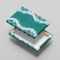 Hawaii Aloha Plumeria Lei Teal Palaka Canvas Wall Art - Polynesian Pride