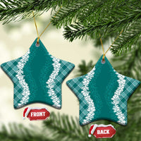 Hawaii Aloha Plumeria Lei Teal Palaka Ceramic Ornament - Polynesian Pride