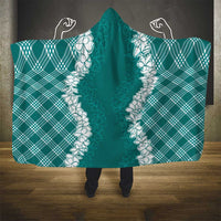 Hawaii Aloha Plumeria Lei Teal Palaka Hooded Blanket - Polynesian Pride