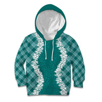 Hawaii Aloha Plumeria Lei Teal Palaka Kid Hoodie LT7 Hoodie Teal - Polynesian Pride