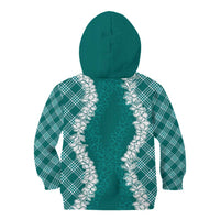 Hawaii Aloha Plumeria Lei Teal Palaka Kid Hoodie LT7 - Polynesian Pride