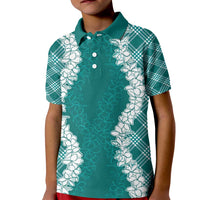 Hawaii Aloha Plumeria Lei Teal Palaka Kid Polo Shirt LT7 Kid Teal - Polynesian Pride
