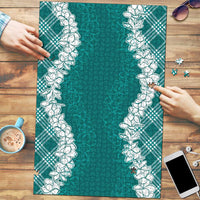 Hawaii Aloha Plumeria Lei Teal Palaka Puzzle - Polynesian Pride