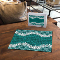 Hawaii Aloha Plumeria Lei Teal Palaka Puzzle - Polynesian Pride