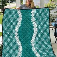 Hawaii Aloha Plumeria Lei Teal Palaka Quilt - Polynesian Pride
