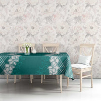 Hawaii Aloha Plumeria Lei Teal Palaka Tablecloth - Polynesian Pride