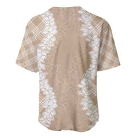 Hawaii Aloha Plumeria Lei Beige Palaka Baseball Jersey - Polynesian Pride