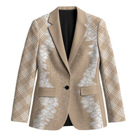 Hawaii Aloha Plumeria Lei Beige Palaka Blazer - Polynesian Pride