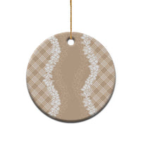 Hawaii Aloha Plumeria Lei Beige Palaka Ceramic Ornament - Polynesian Pride