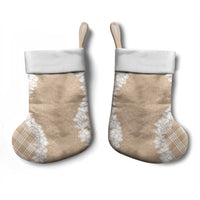 Hawaii Aloha Plumeria Lei Beige Palaka Christmas Stocking - Polynesian Pride