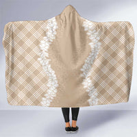 Hawaii Aloha Plumeria Lei Beige Palaka Hooded Blanket - Polynesian Pride