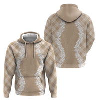 Hawaii Aloha Plumeria Lei Beige Palaka Hoodie - Polynesian Pride