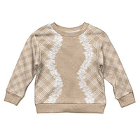 Hawaii Aloha Plumeria Lei Beige Palaka Kid Ugly Christmas Sweater - Polynesian Pride