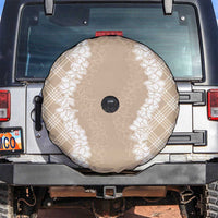 Hawaii Aloha Plumeria Lei Beige Palaka Spare Tire Cover - Polynesian Pride
