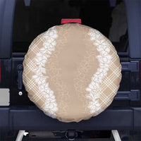 Hawaii Aloha Plumeria Lei Beige Palaka Spare Tire Cover - Polynesian Pride