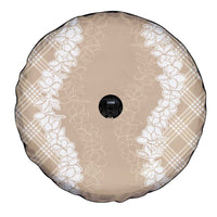 Hawaii Aloha Plumeria Lei Beige Palaka Spare Tire Cover - Polynesian Pride