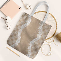 Hawaii Aloha Plumeria Lei Beige Palaka Tote Bag - Polynesian Pride