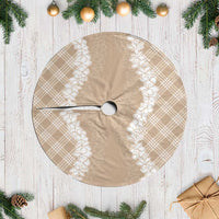 Hawaii Aloha Plumeria Lei Beige Palaka Tree Skirt - Polynesian Pride