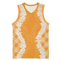 Hawaii Aloha Plumeria Lei Orange Palaka Basketball Jersey - Polynesian Pride