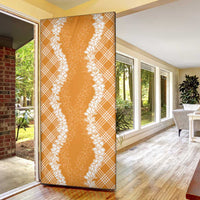 Hawaii Aloha Plumeria Lei Orange Palaka Door Cover - Polynesian Pride