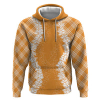 Hawaii Aloha Plumeria Lei Orange Palaka Hoodie - Polynesian Pride
