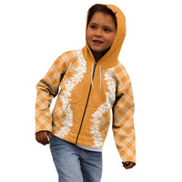 Hawaii Aloha Plumeria Lei Orange Palaka Kid Hoodie LT7 - Polynesian Pride