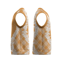 Hawaii Aloha Plumeria Lei Orange Palaka Christmas Knitted V-Neck Vest - Polynesian Pride