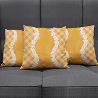 Hawaii Aloha Plumeria Lei Orange Palaka Pillow Cover - Polynesian Pride