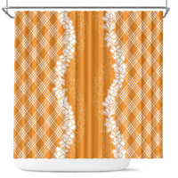 Hawaii Aloha Plumeria Lei Orange Palaka Shower Curtain - Polynesian Pride